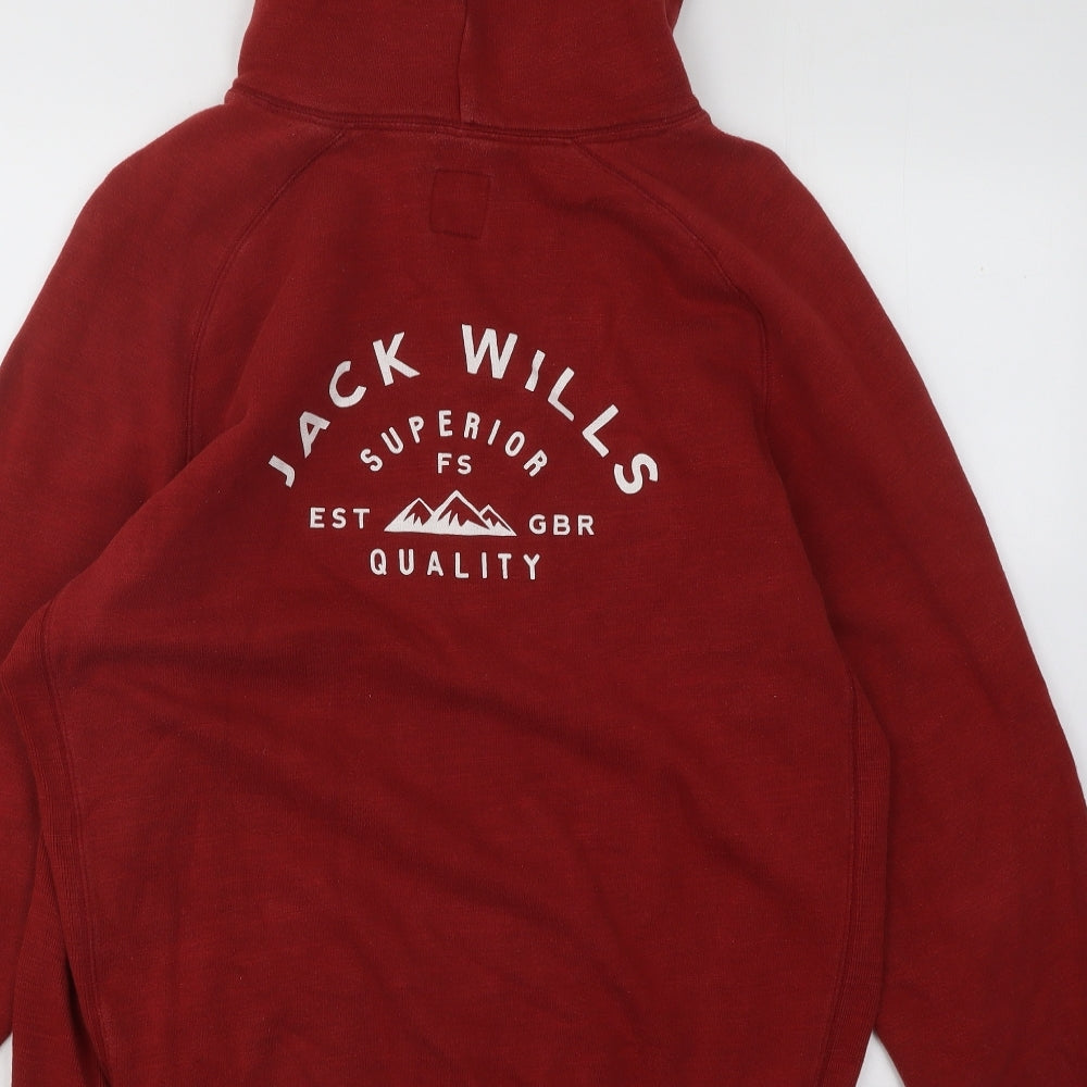 Jack Wills Mens Red Cotton Pullover Hoodie Size L