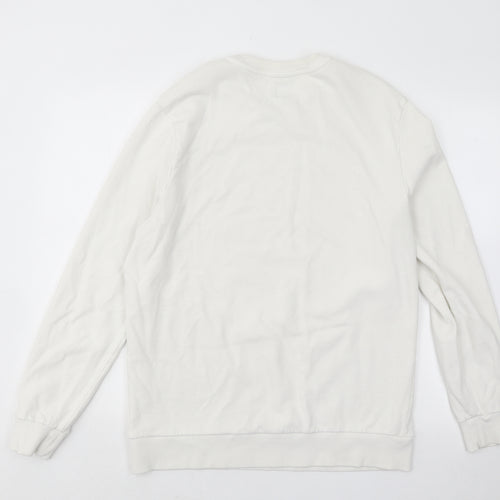 River Island Mens White Cotton Pullover Sweatshirt Size L - NYE Bee