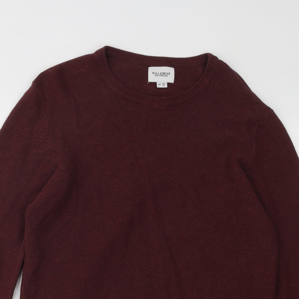 Pull&Bear Mens Purple Cotton Pullover Sweatshirt Size L