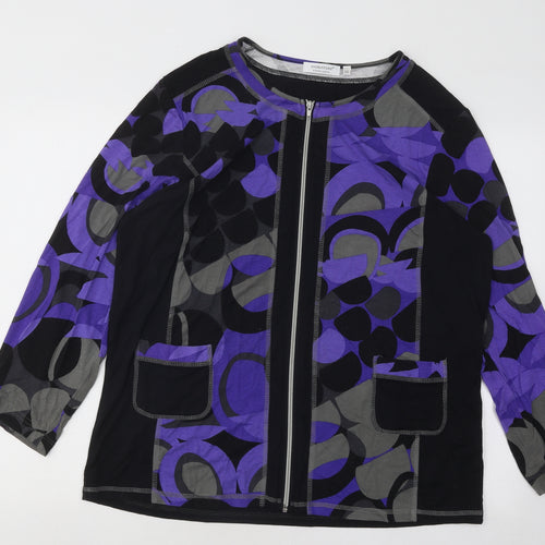 Signature Experience Womens Multicoloured Roll Neck Geometric Viscose Full Zip Jumper Size 2XL