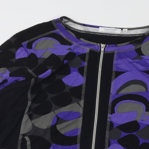 Signature Experience Womens Multicoloured Roll Neck Geometric Viscose Full Zip Jumper Size 2XL