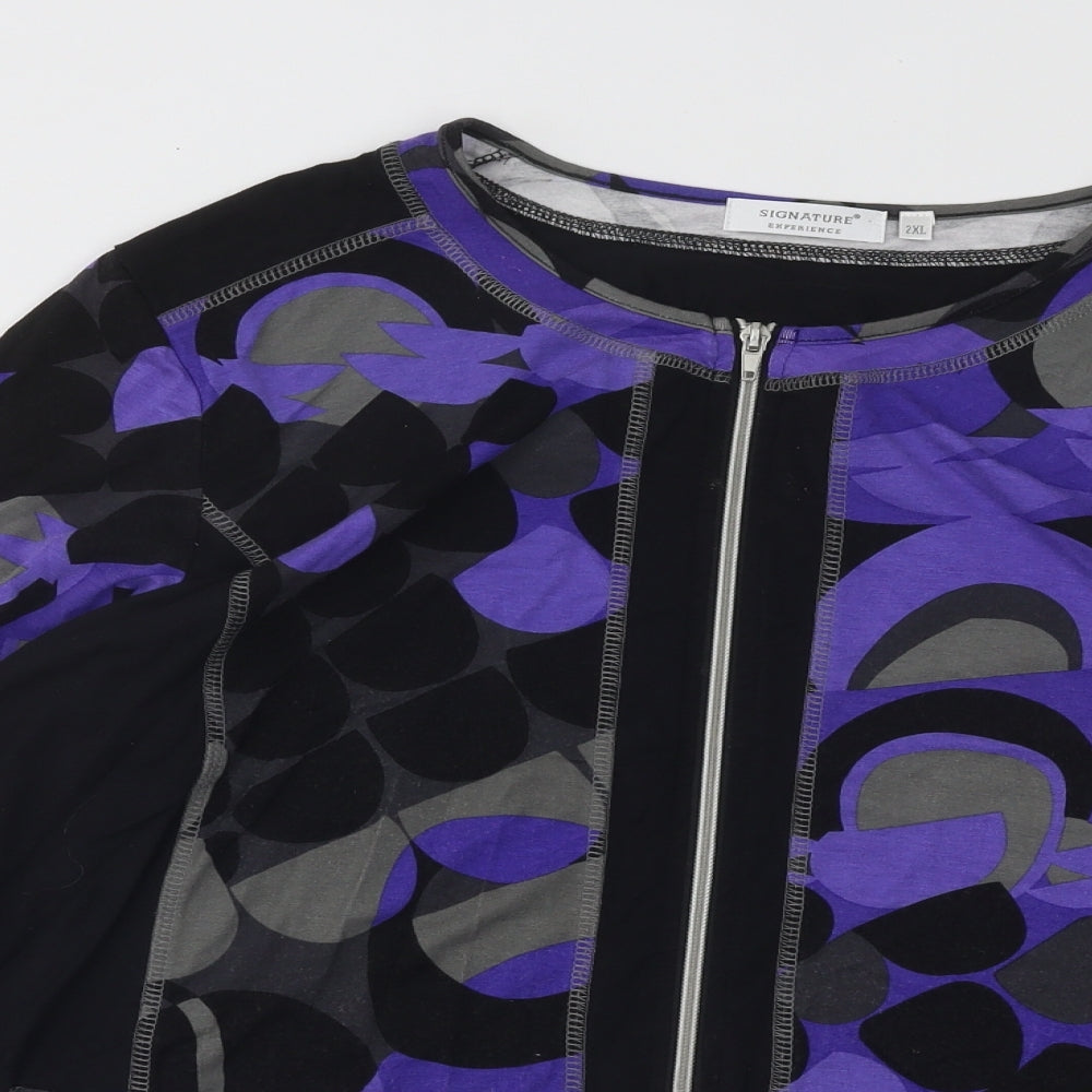 Signature Experience Womens Multicoloured Roll Neck Geometric Viscose Full Zip Jumper Size 2XL