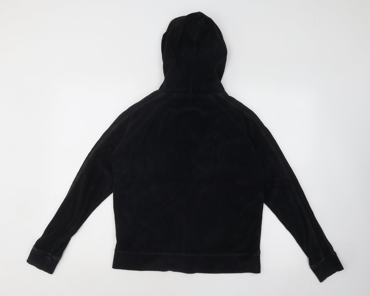 Miss Fiori Womens Black Cotton Full Zip Hoodie Size 12 Zip
