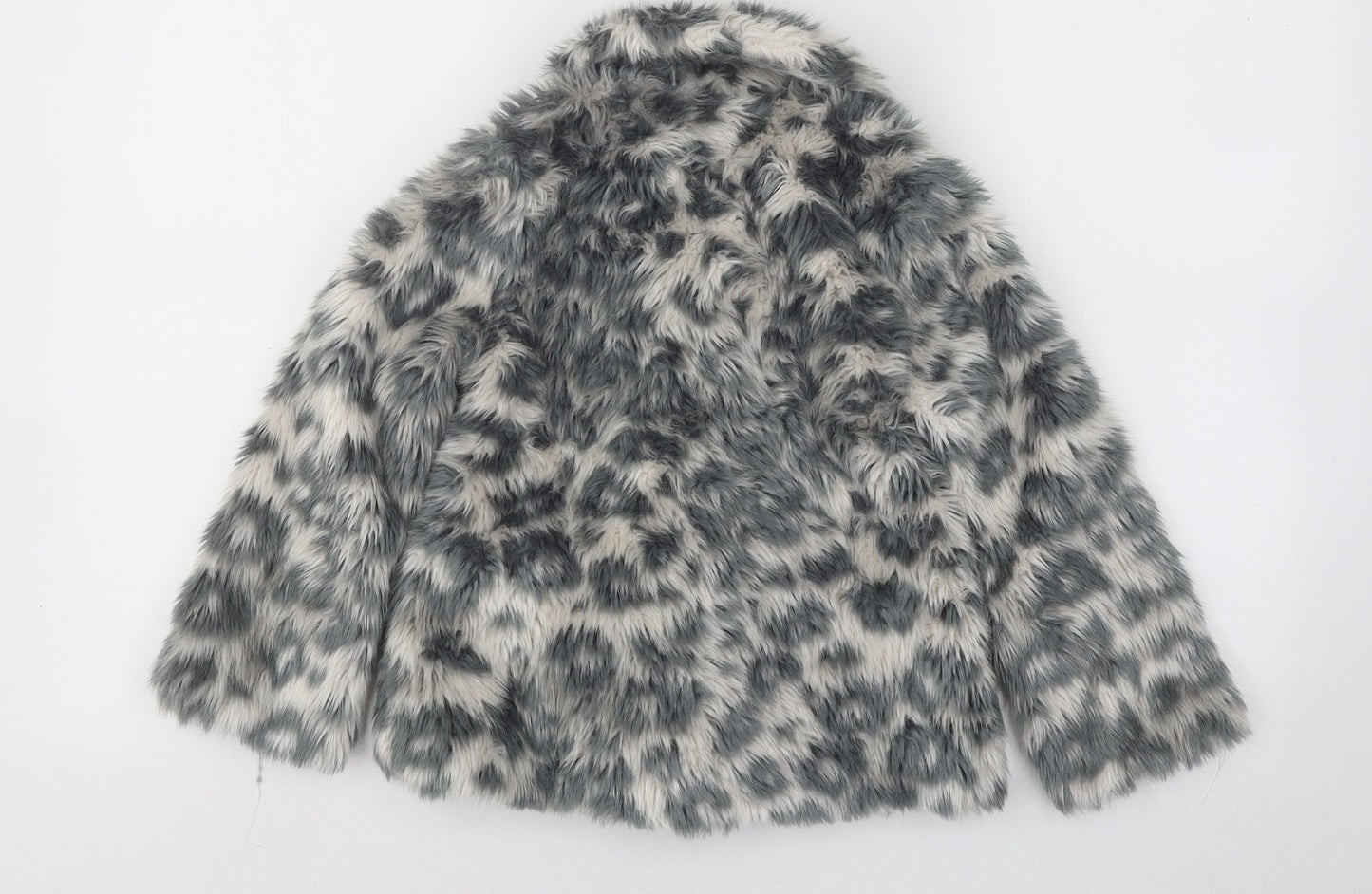 Marks and Spencer Girls Grey Geometric Jacket Size 5-6 Years Snap - Faux Fur