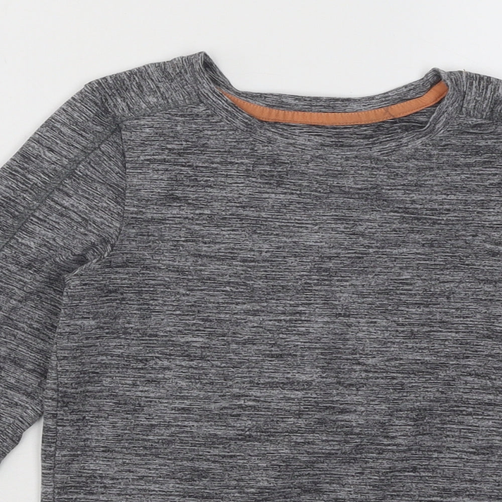 Dunnes Stores Boys Grey Geometric Cotton Basic T-Shirt Size 6-7 Years Round Neck Pullover