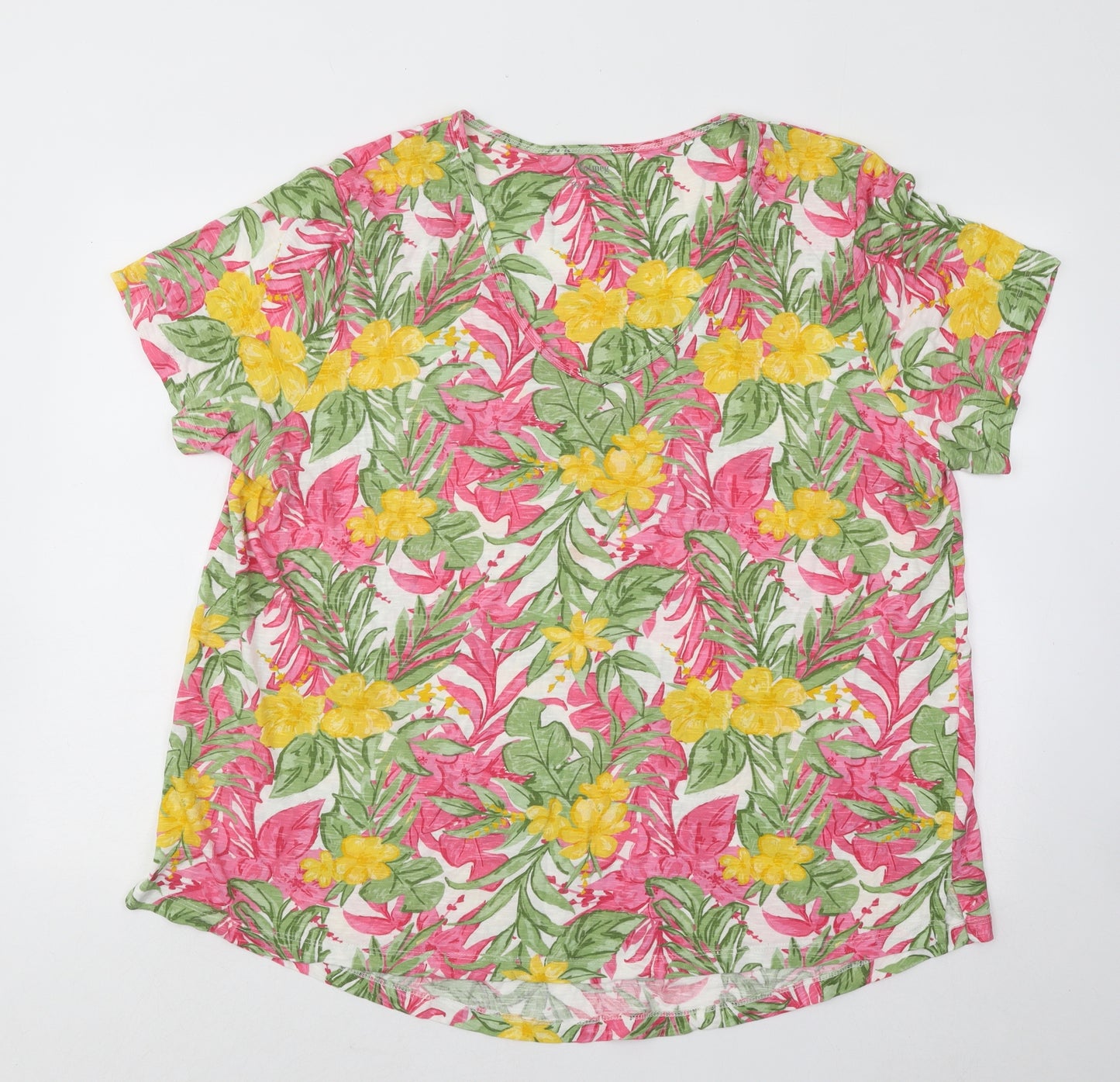 George Womens Multicoloured Floral Cotton Basic T-Shirt Size 22 Scoop Neck