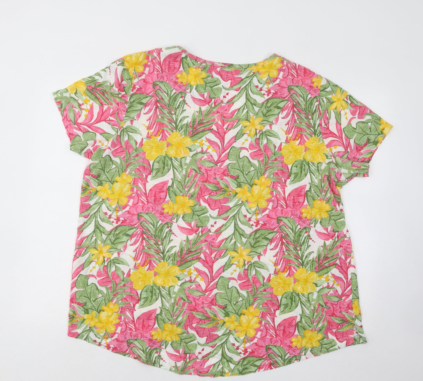 George Womens Multicoloured Floral Cotton Basic T-Shirt Size 22 Scoop Neck
