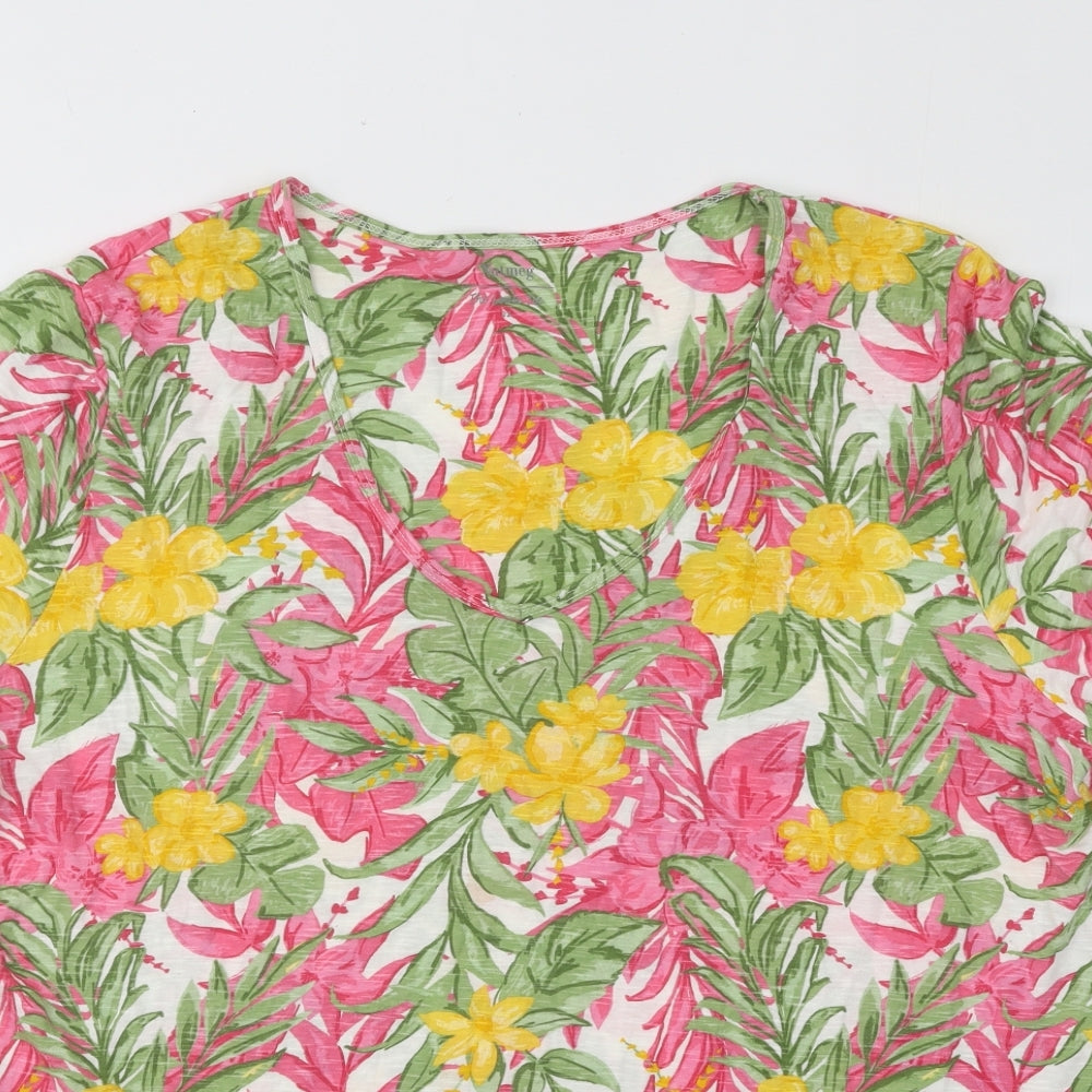 George Womens Multicoloured Floral Cotton Basic T-Shirt Size 22 Scoop Neck