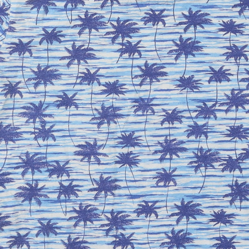 Peacocks Boys Blue Geometric Cotton Basic T-Shirt Size 10-11 Years Round Neck Pullover - Ride The Wave Palm Trees