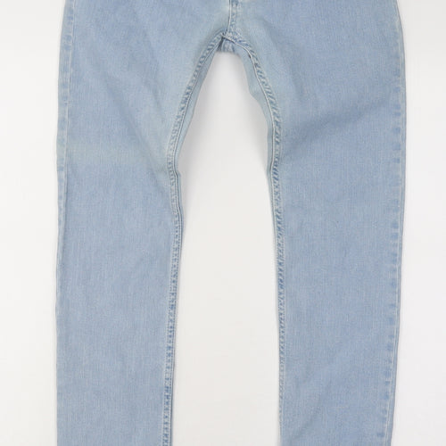 Topman Mens Blue Cotton Skinny Jeans Size 28 in L31 in Regular Button