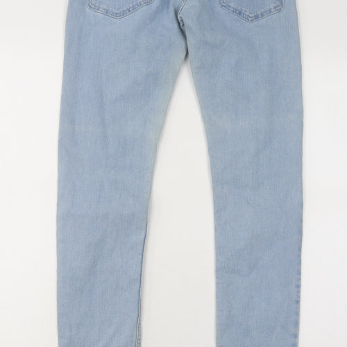 Topman Mens Blue Cotton Skinny Jeans Size 28 in L31 in Regular Button