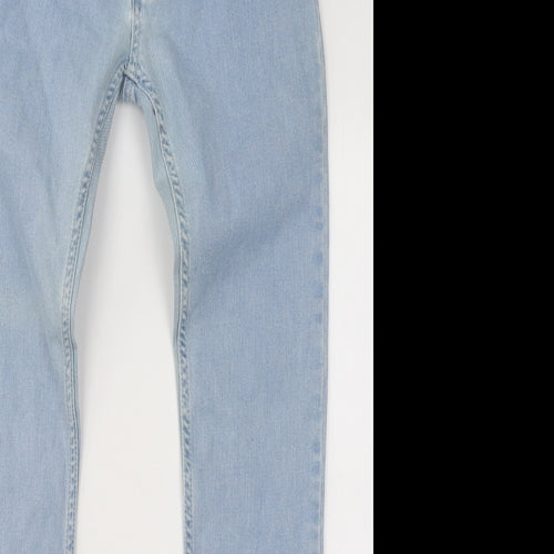Topman Mens Blue Cotton Skinny Jeans Size 28 in L31 in Regular Button