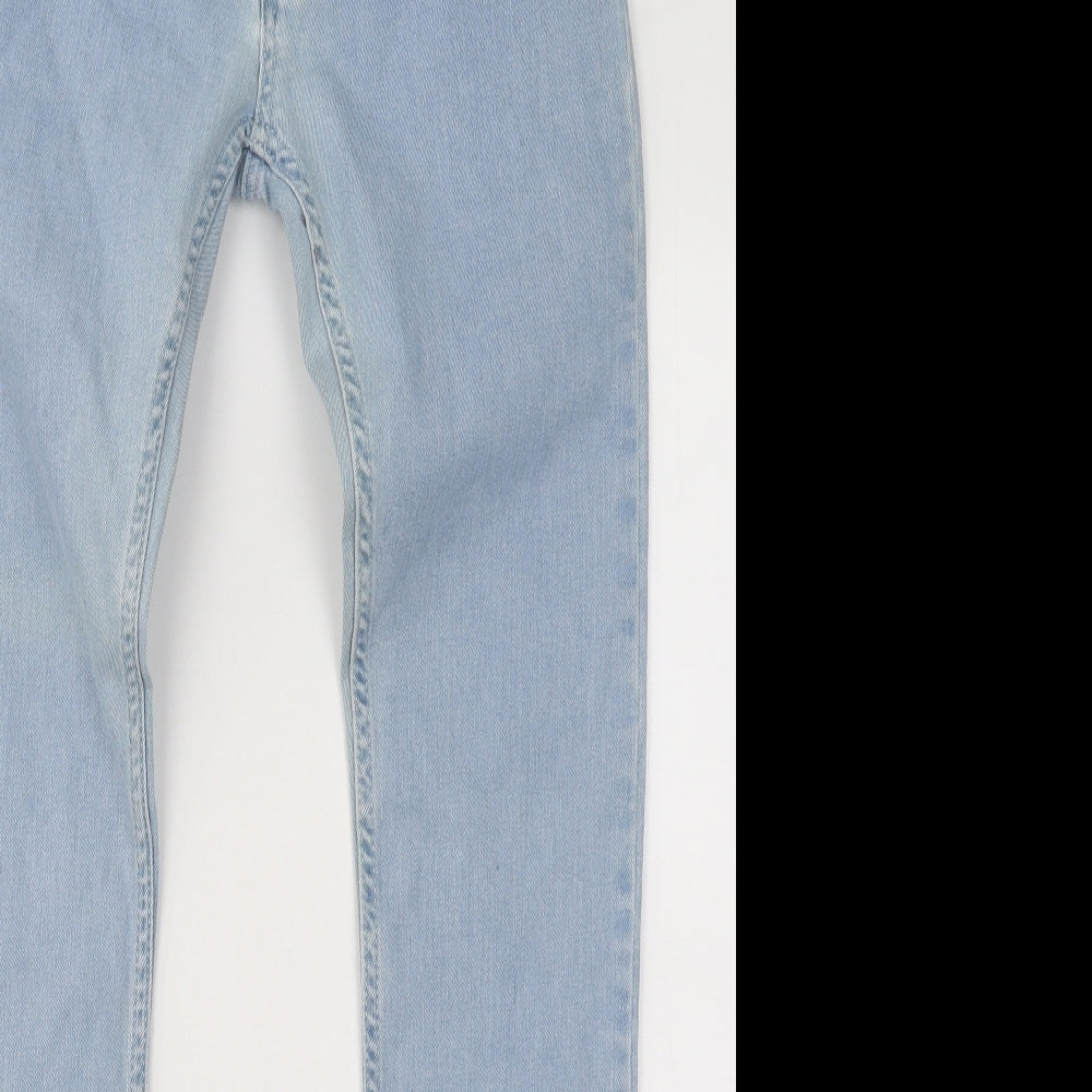 Topman Mens Blue Cotton Skinny Jeans Size 28 in L31 in Regular Button