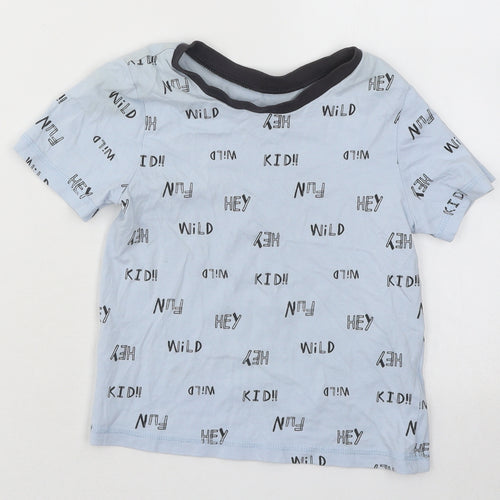 George Boys Blue Geometric Cotton Basic T-Shirt Size 4-5 Years Round Neck Pullover - Hey Fun Wild