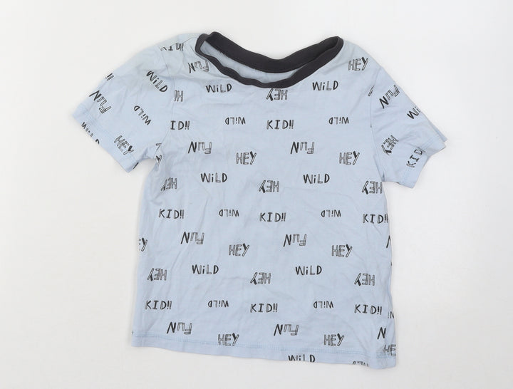 George Boys Blue Geometric Cotton Basic T-Shirt Size 4-5 Years Round Neck Pullover - Hey Fun Wild