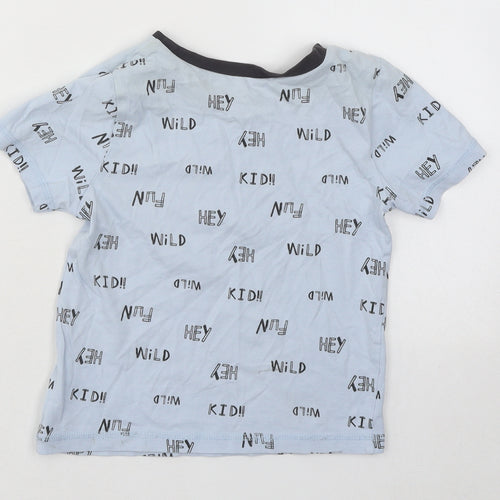 George Boys Blue Geometric Cotton Basic T-Shirt Size 4-5 Years Round Neck Pullover - Hey Fun Wild