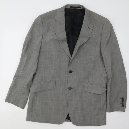 Marks and Spencer Mens Grey Geometric Wool Jacket Suit Jacket Size 40