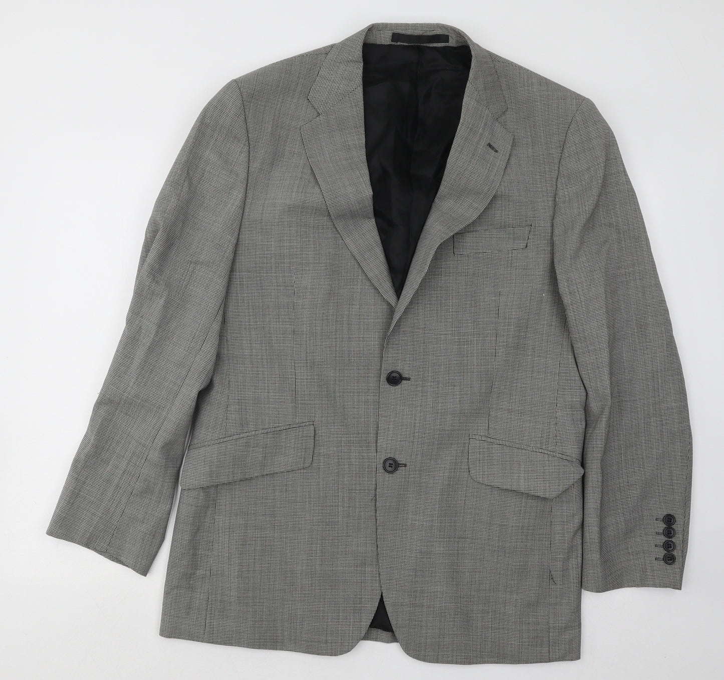 Marks and Spencer Mens Grey Geometric Wool Jacket Suit Jacket Size 40