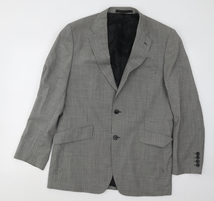 Marks and Spencer Mens Grey Geometric Wool Jacket Suit Jacket Size 40