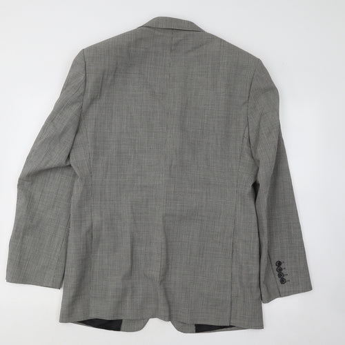 Marks and Spencer Mens Grey Geometric Wool Jacket Suit Jacket Size 40