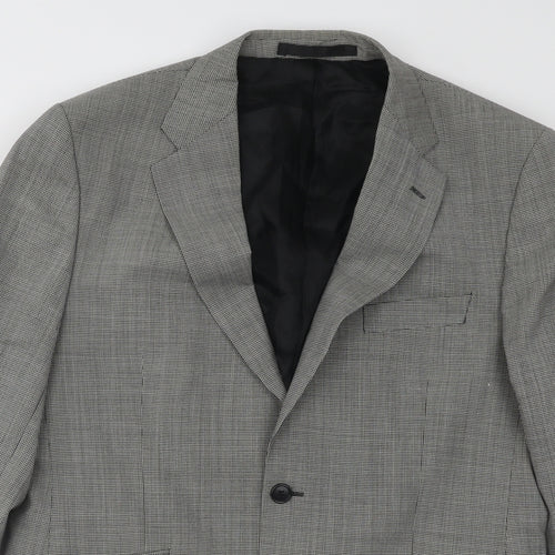 Marks and Spencer Mens Grey Geometric Wool Jacket Suit Jacket Size 40