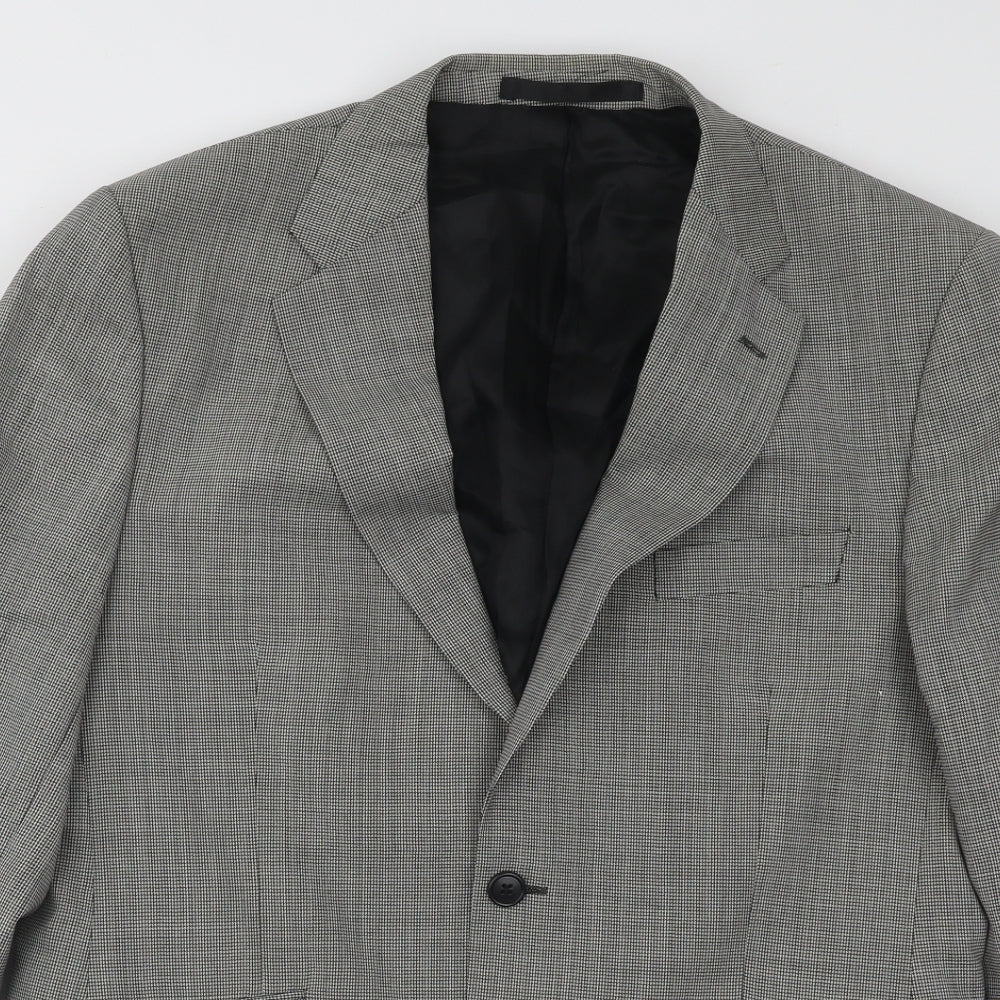Marks and Spencer Mens Grey Geometric Wool Jacket Suit Jacket Size 40