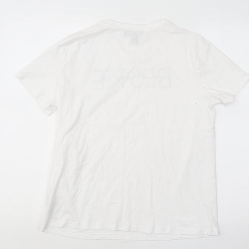 New Look Womens White Cotton Basic T-Shirt Size 12 Round Neck - Bestie