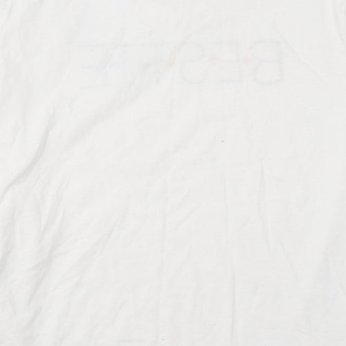 New Look Womens White Cotton Basic T-Shirt Size 12 Round Neck - Bestie