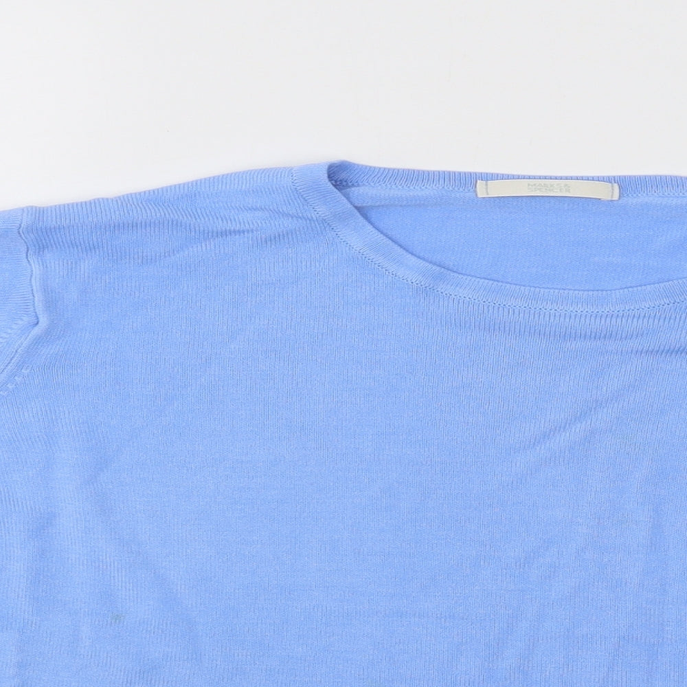 Marks and Spencer Womens Blue Round Neck Acrylic Pullover Jumper Size 22