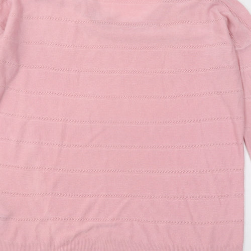 Jaqueline de Yong Womens Pink Roll Neck Acrylic Pullover Jumper Size L