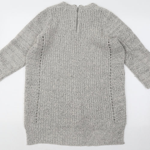 Indigo Womens Grey Round Neck Acrylic Pullover Jumper Size XL