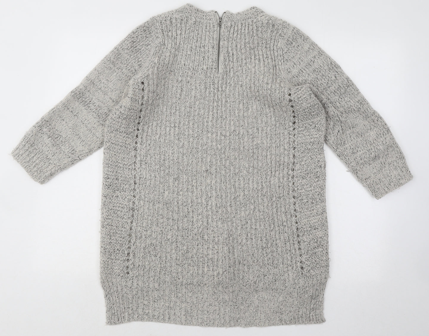 Indigo Womens Grey Round Neck Acrylic Pullover Jumper Size XL