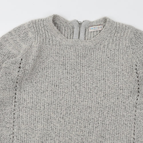 Indigo Womens Grey Round Neck Acrylic Pullover Jumper Size XL