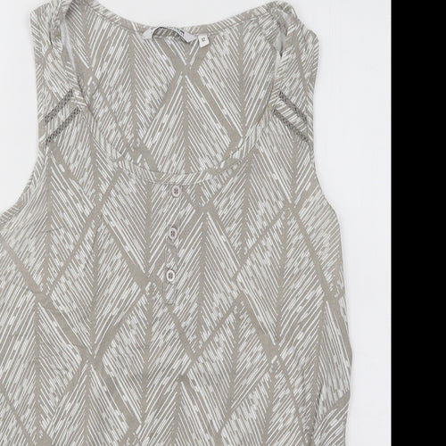 Debenhams Womens Grey Geometric Cotton Basic Tank Size 12 Henley