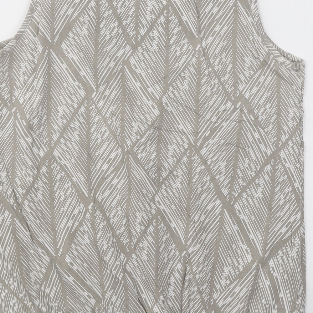 Debenhams Womens Grey Geometric Cotton Basic Tank Size 12 Henley
