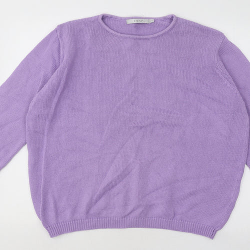 EWM Womens Purple Round Neck Cotton Pullover Jumper Size 22