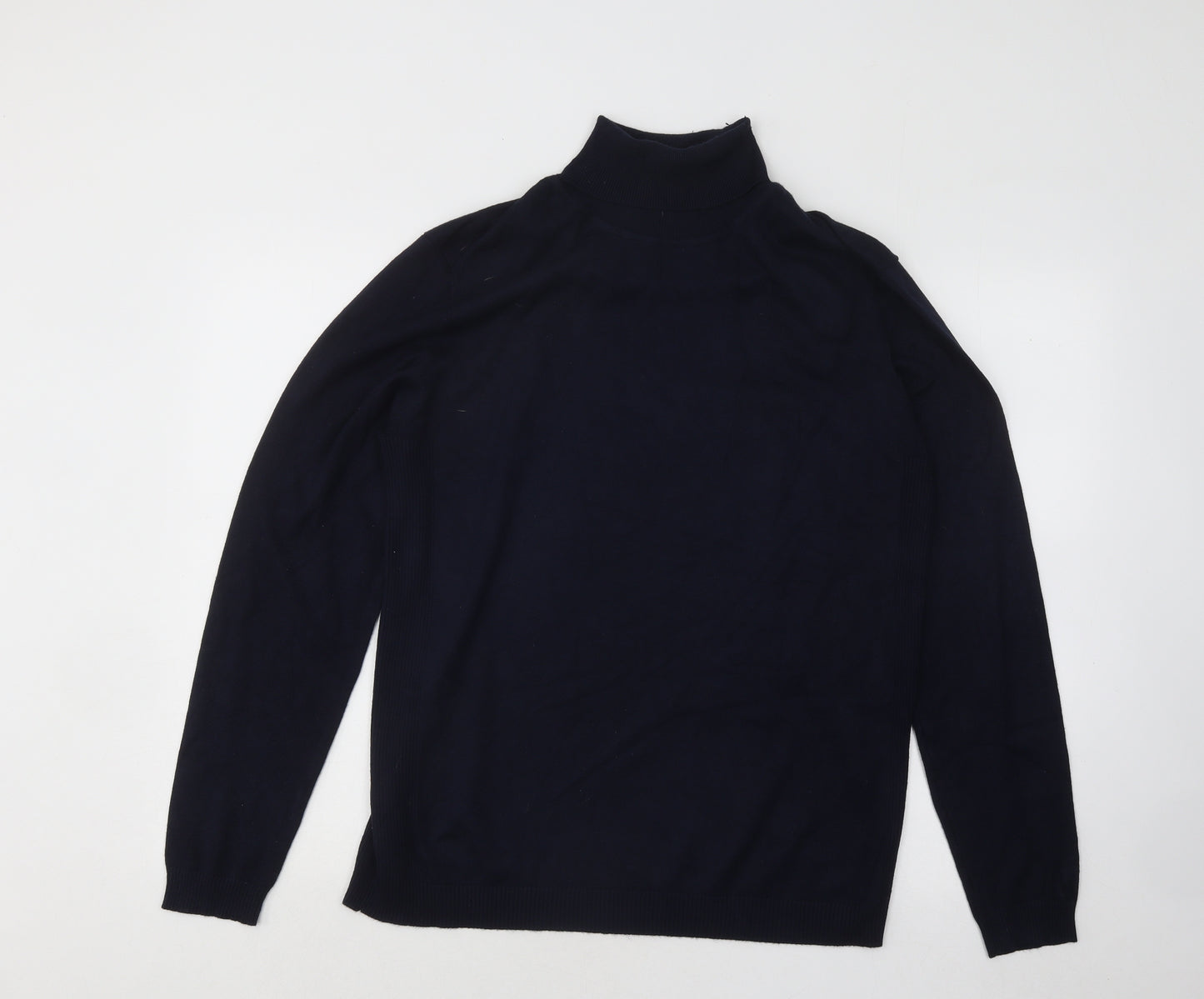 River Island Mens Blue Roll Neck Viscose Pullover Jumper Size L