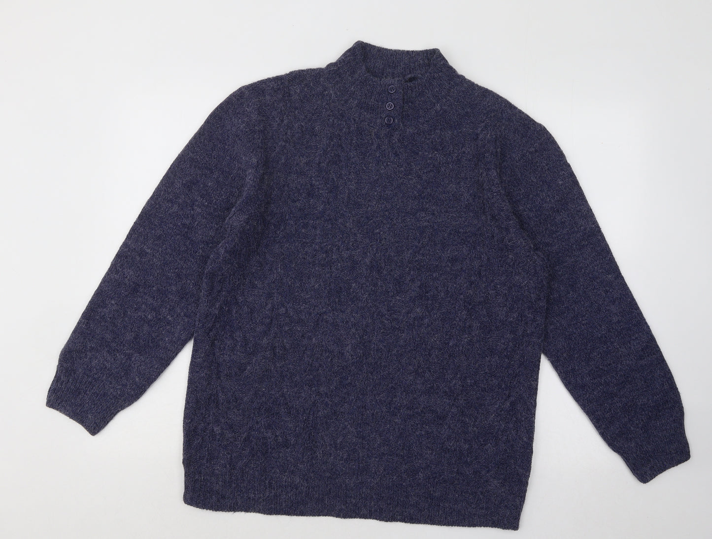 Damart Womens Blue Mock Neck Acrylic Pullover Jumper Size 18