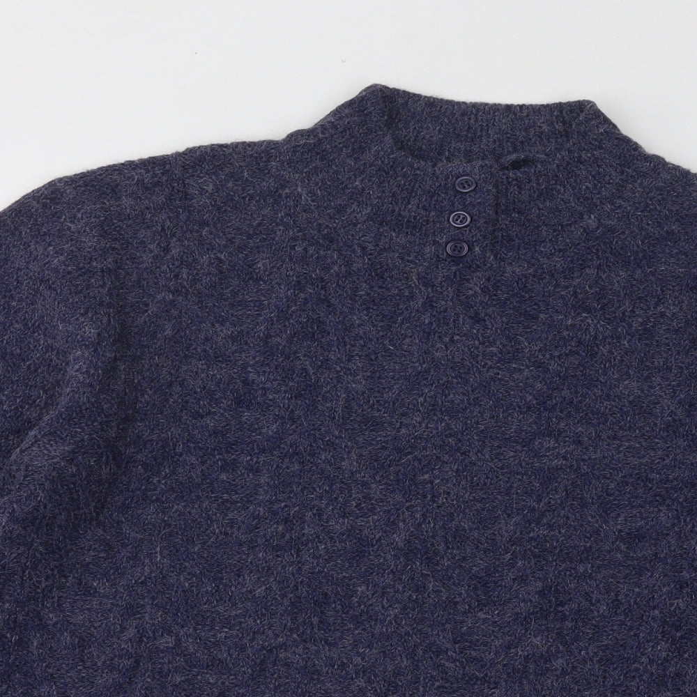 Damart Womens Blue Mock Neck Acrylic Pullover Jumper Size 18
