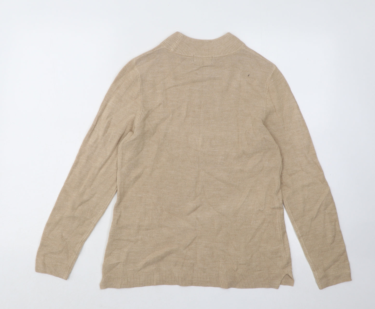Papaya Womens Beige Mock Neck Acrylic Pullover Jumper Size 12
