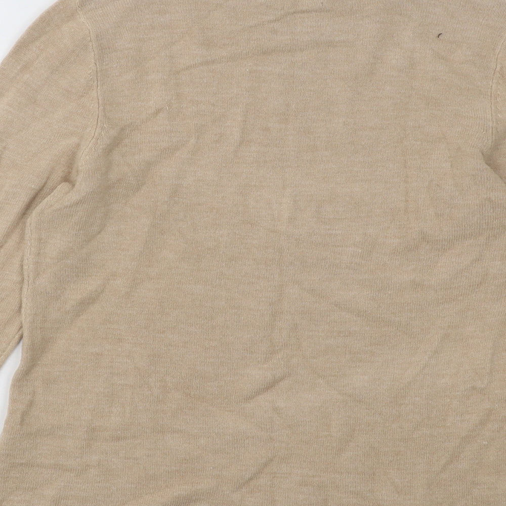 Papaya Womens Beige Mock Neck Acrylic Pullover Jumper Size 12