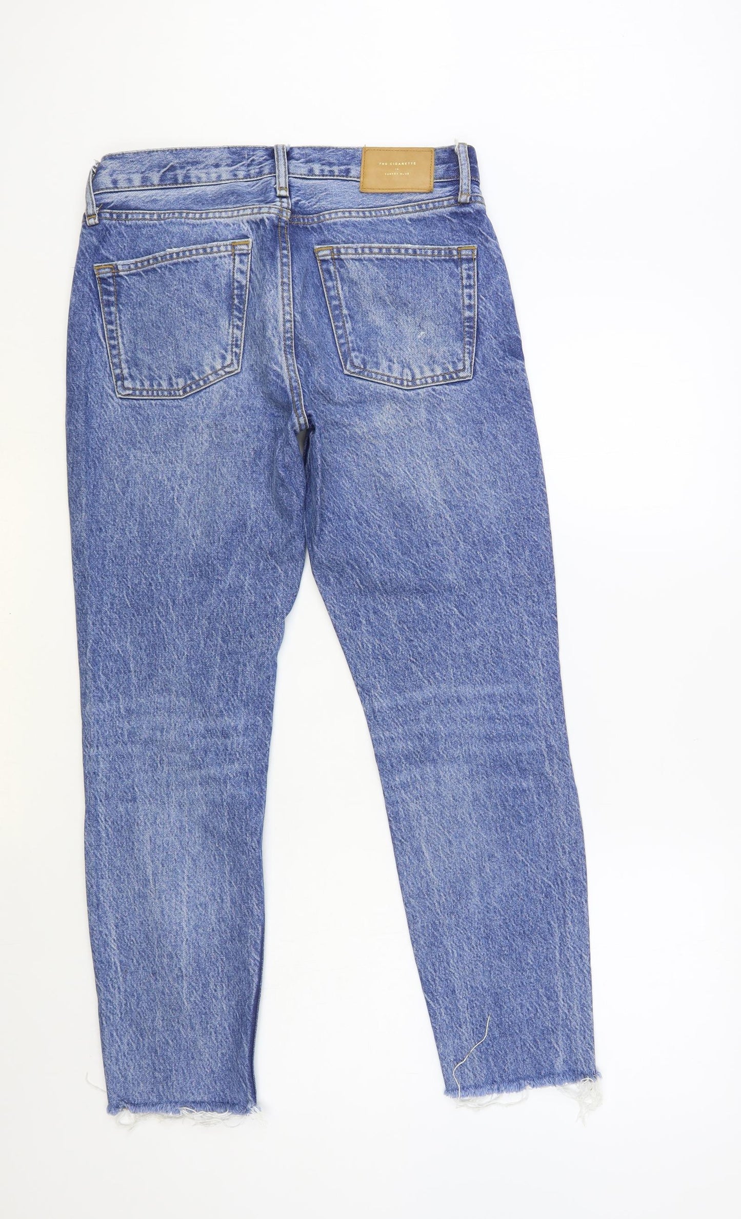 Zara Womens Blue Cotton Tapered Jeans Size 28 in L28 in Regular Button