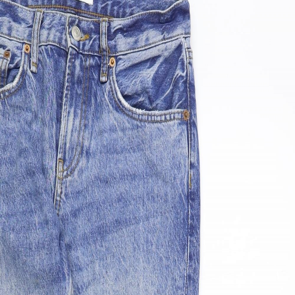 Zara Womens Blue Cotton Tapered Jeans Size 28 in L28 in Regular Button