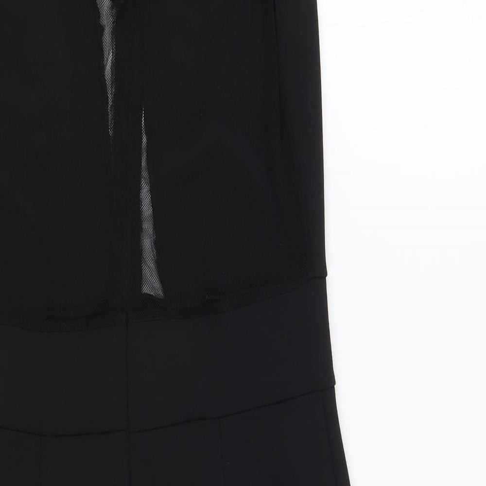 New Look Womens Black Polyester Pencil Dress Size M Round Neck Zip - Lace Detail