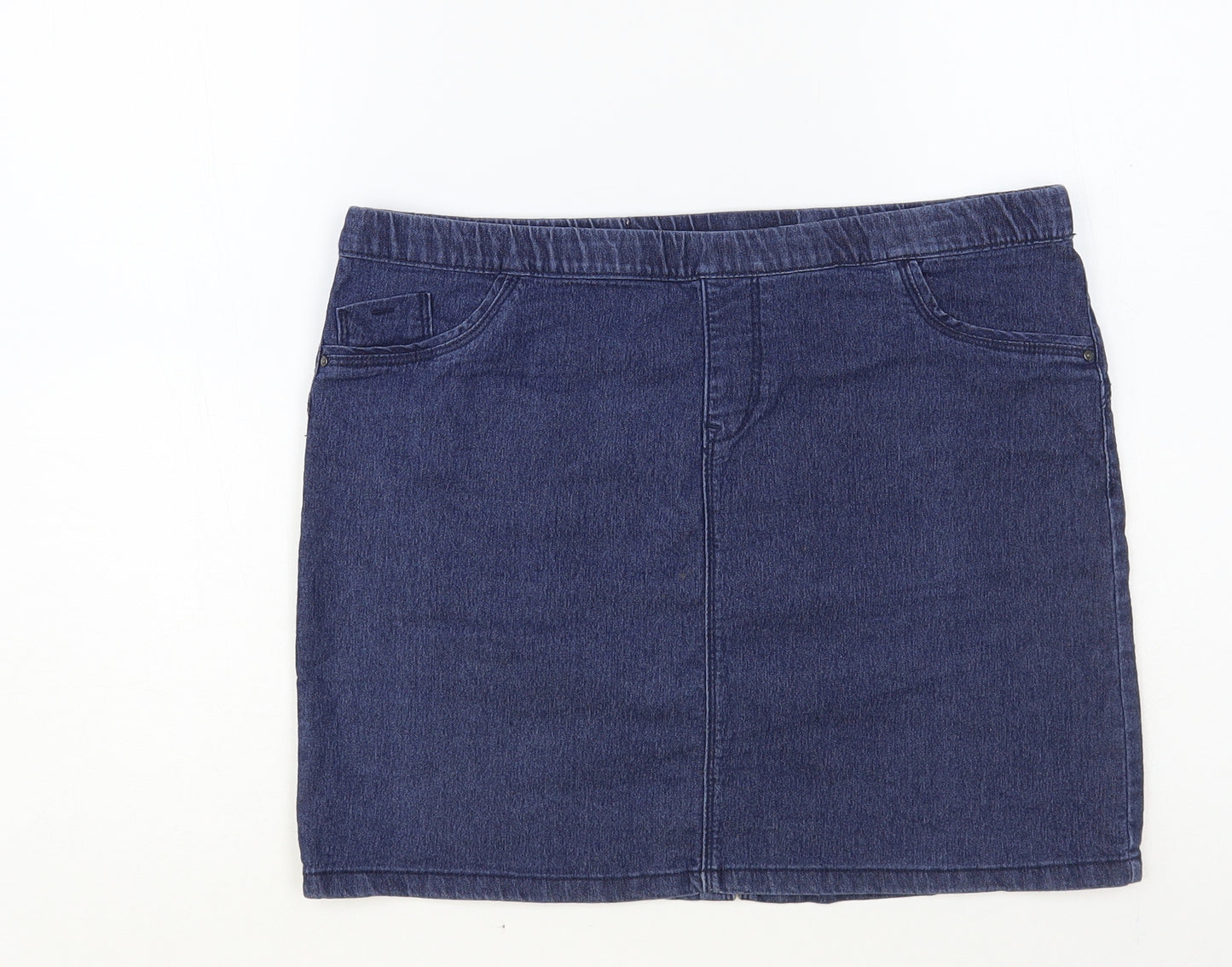 Denim & Co. Womens Blue Cotton Mini Skirt Size 12