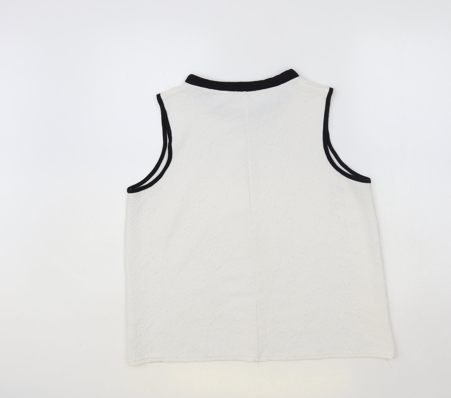 River Island Womens White Floral Polyester Basic Tank Size 16 Round Neck - Textured