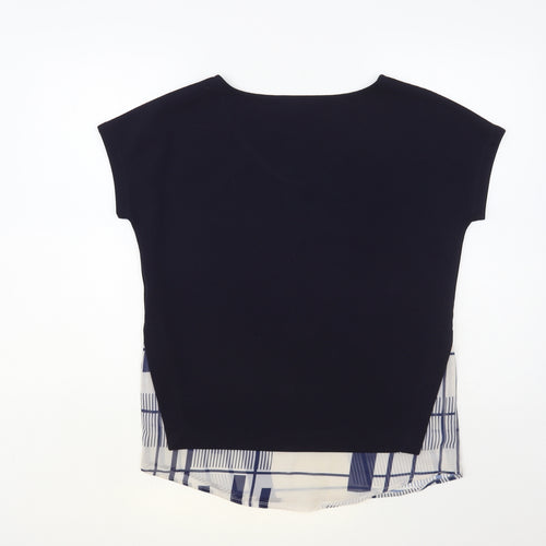 NEXT Womens Blue Geometric Polyester Basic Blouse Size 8 V-Neck