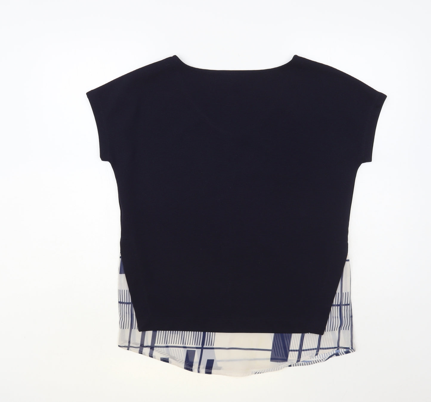 NEXT Womens Blue Geometric Polyester Basic Blouse Size 8 V-Neck