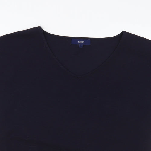 NEXT Womens Blue Geometric Polyester Basic Blouse Size 8 V-Neck