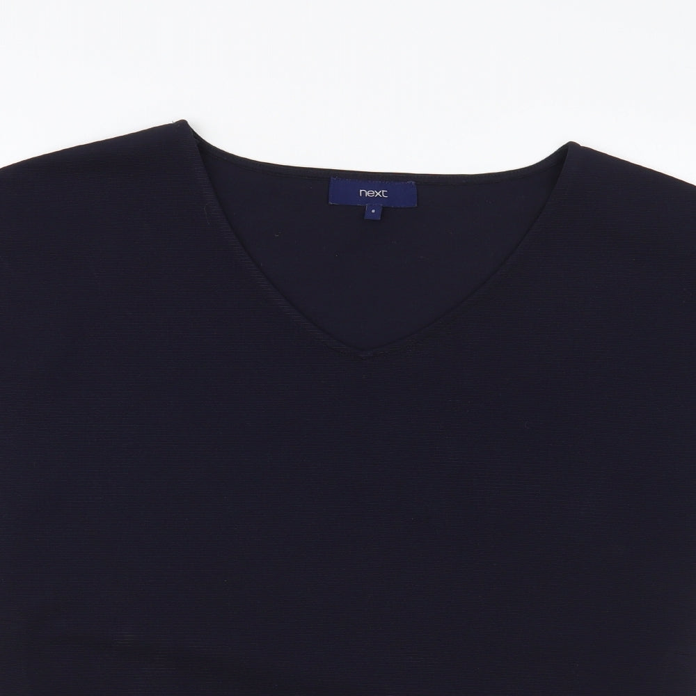 NEXT Womens Blue Geometric Polyester Basic Blouse Size 8 V-Neck